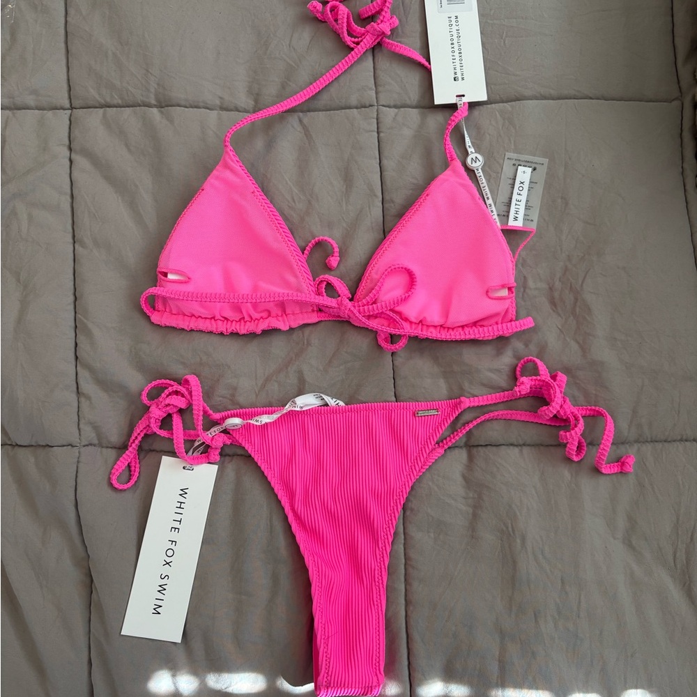 White Fox By the Pool Bikini Set in Neon Pink - Picture 2 of 3